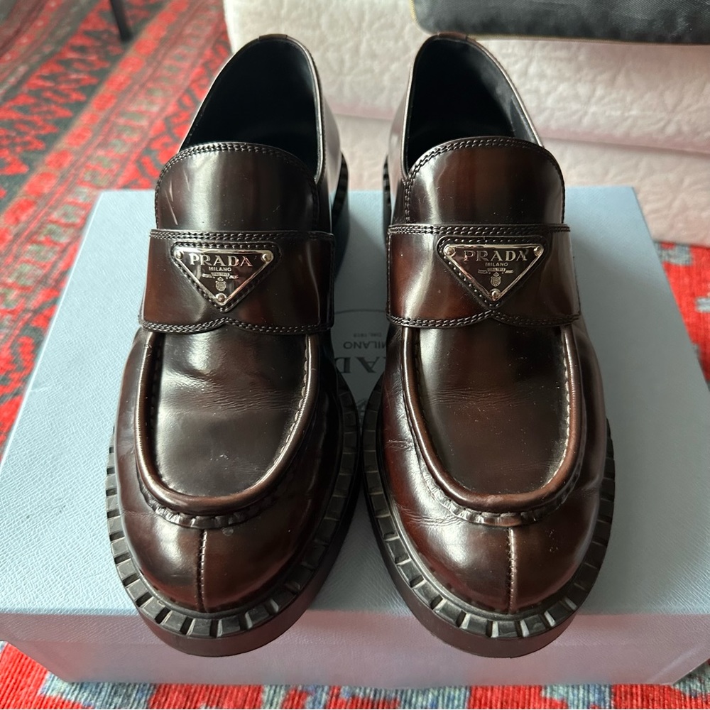 Prada Triangle Logo Loafers